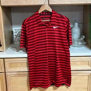 Nike Golf Standard Fit Dri-Fit red striped; Large; excellent condition